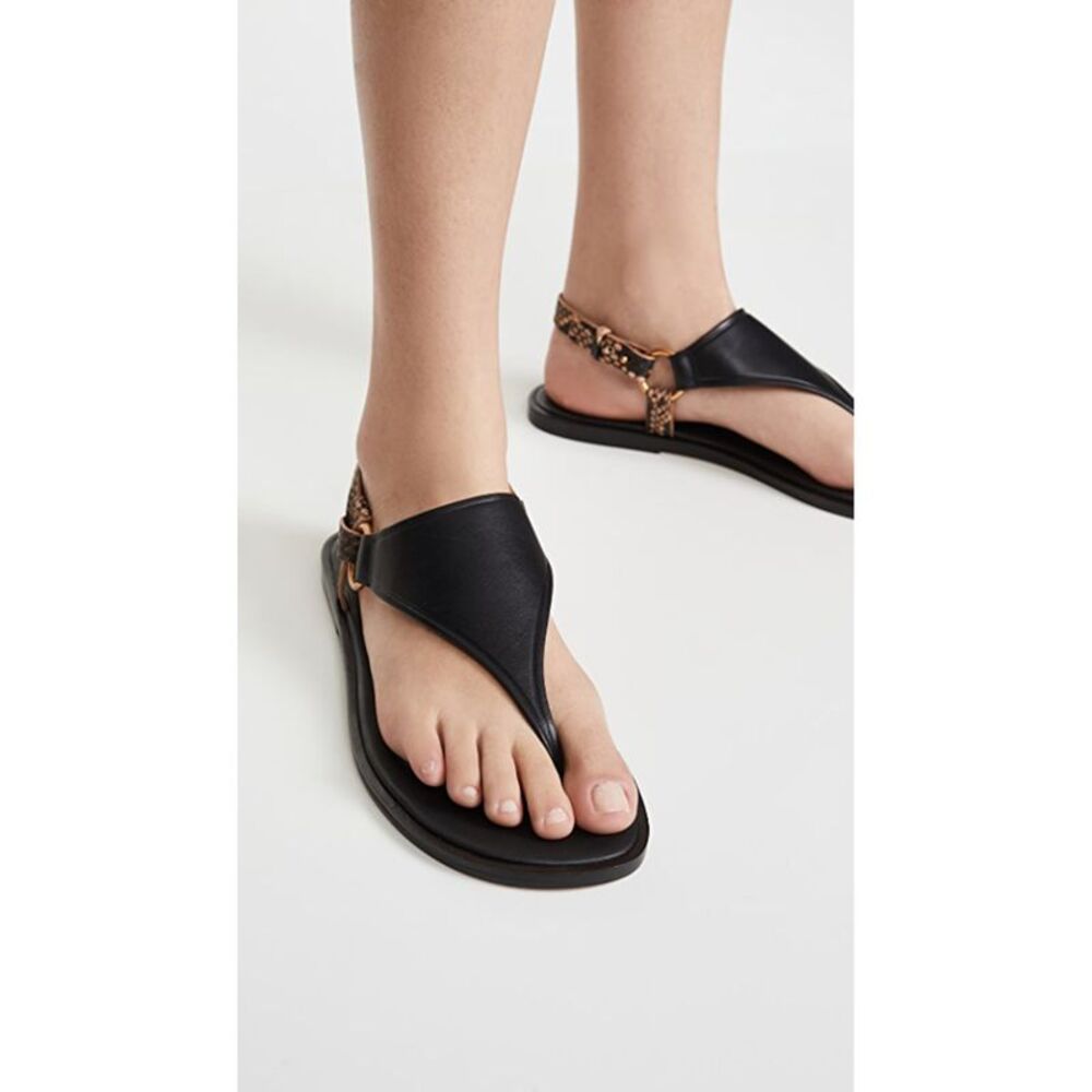 VINCE. Womens Black Comfort T-Strap Pharis Round Toe Leather Thong Sandals 5 M - Picture 4 of 4